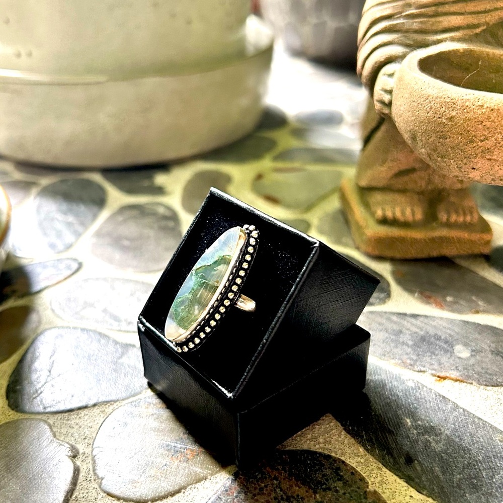 Moss Agate Sterling Silver Ring - Picture 3 of 8